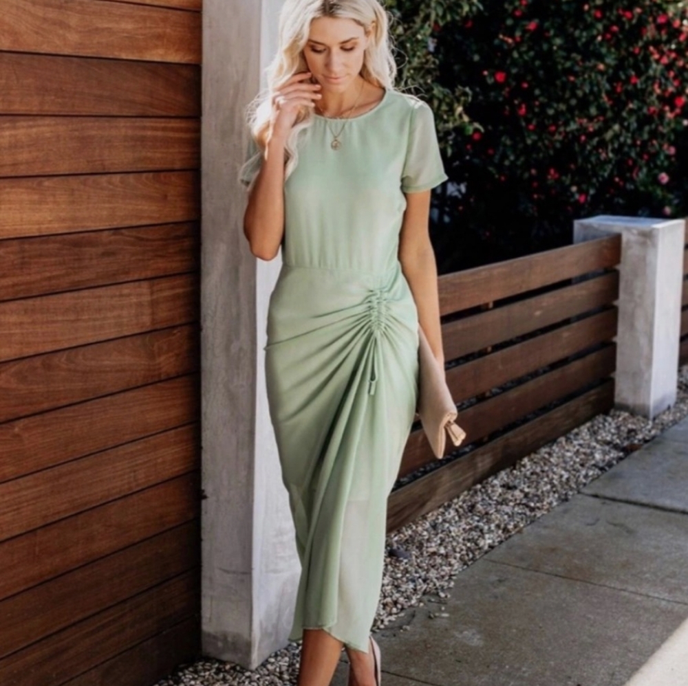 Vici simple elegance sage green dress